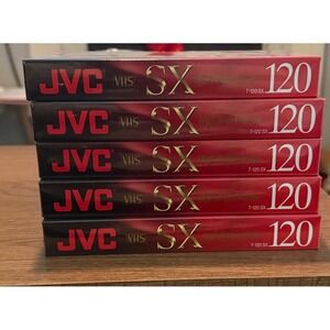 Lot of 5 JVC T-120 SX High Performance Blank VHS Tapes - New & Factory Sealed
